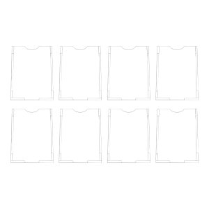 Kit com 8 Displays Acrílico A4 em Acrílico Cristal 2mm - Retrato - Abertura Topo