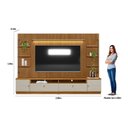 Ver imagem 4 de Estante P/ Sala até 75 Pol Ouro Preto Ripado C/ 2gav. 2ptas. 4prat. e Leds 224x198cm Nature/off