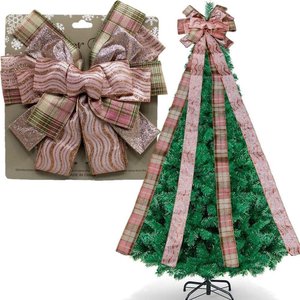 Laço Decorativo Aramado Enfeite Ponteira Árvore Natal 140cm