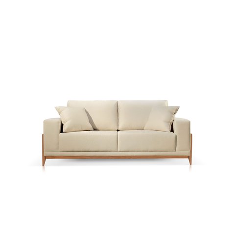 Sofá Verona Molas Ensacadas Braço 20cm Linho 1,9m Bege:bege Claro