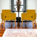 Ver imagem 2 de Kit 4 Poltrona para Sala Recepção Consultório Cadeira Nina Suede Cores Pés Palito