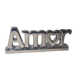 Escultura Amor Cerâmica Prata - 1