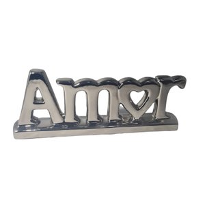 Escultura Amor Cerâmica Prata