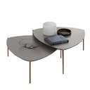 Ver imagem 2 de Conjunto de Mesas de Centro 89cm para Sala 100% Mdf Cor:grigio com Dourado