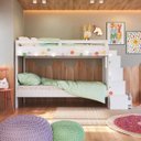 Ver imagem 2 de Beliche Infantil com Escada Nichos e Gavetas 231,8X99cm Branco