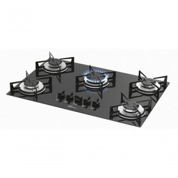Fogão Cooktop Fischer 5 Bocas Gás Mesa Vidro - Preto 1642-6985 Bivolt - 1