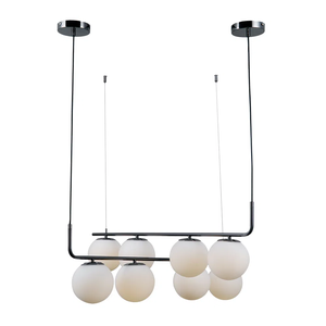 Pendente Petit Poa Cromo Negro e Branco (d)90cm (a)28cm 8xe27 Bolinha 40w - Sq003b