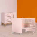 Ver imagem 1 de Conjunto Berço Reto e Cômoda Sapateira Slim Rosa