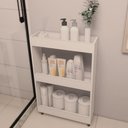 Ver imagem 1 de Armário para Banheiro / Toalheiro / Maquiagem 3 Prateleira Branco com Rodas