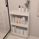 Ver imagem 1 de Armário para Banheiro / Toalheiro / Maquiagem 3 Prateleira Branco com Rodas