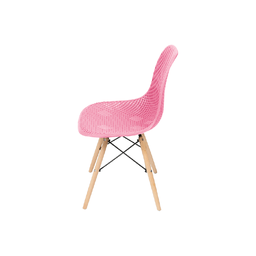 Cadeira de Jantar Eames Colmeia na Cor Rosa Base Madeira Eiffel Sala Cozinha - 2