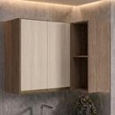Ver imagem 2 de Armario Aereo de Canto 2 Portas 2 Nichos MDF 89x68 cm Kali 193641 Carvalho Toq Bianco Nicioli