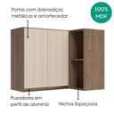 Ver imagem 4 de Armario Aereo de Canto 2 Portas 2 Nichos MDF 89x68 cm Kali 193641 Carvalho Toq Bianco Nicioli