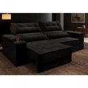Ver imagem 5 de Sofá com Chaise Manhattan 3 Lugares Retrátil e Reclinável 210cm Preto Cia Lar