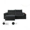 Ver imagem 6 de Sofá com Chaise Manhattan 3 Lugares Retrátil e Reclinável 210cm Preto Cia Lar