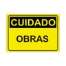 Placa de Sinalização Cuidado Obras em Pvc - 1