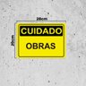 Placa de Sinalização Cuidado Obras em Pvc - 3