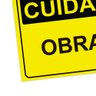 Placa de Sinalização Cuidado Obras em Pvc - 2