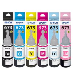 Kit 6 Cores Tinta Epson 673 T673 Original para Impressora Ecotank L800 L805 L810 L850 L1800 6x70ml - 2