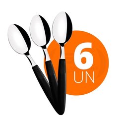 Kit - 6 Colheres de Mesa Ipanema com Lâmina em Aço Inox Cabo Preto Cptop - Tramontina 23363400 - 3