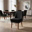 Ver imagem 1 de Kit 6 Cadeiras Virgínia Linho Preto e Courissimo Preto Linho Preto