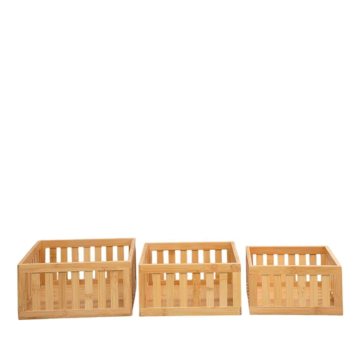 Kit 3 cestos organizadores ripados de bambu - Oikos - 6