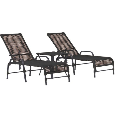 Kit 2 Espreguiçadeiras Doha Mesa Garden Corda Náutica Piscina Jardim Área Externa Trama Original