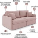 Ver imagem 4 de Sofá Cama Retrátil para Sala de Estar 214cm Una K01 Veludo Rosê - Lyam Decor