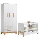Ver imagem 1 de Berço Americano 4300 Mini Cama Fantasia e Guarda Roupa Infantil Q Encanto Slim 4340 Branco Acetinado