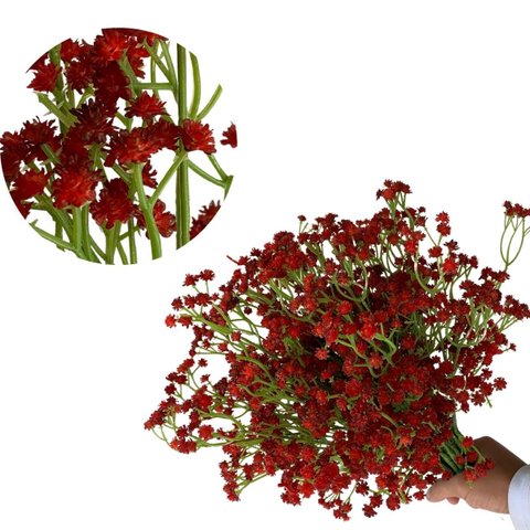 Kit de 20 Galhos Flor Artificial Vermelho para Vasos Festa e Centros de Mesa