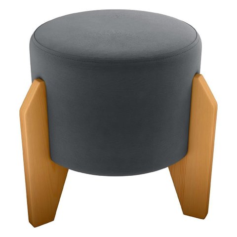 Puff Decorativo para Sala Luxo 44x44 Cm Veludo Cinza Milani Store