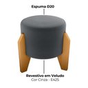 Ver imagem 5 de Puff Decorativo para Sala Luxo 44x44 Cm Veludo Cinza Milani Store