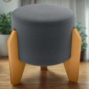 Ver imagem 2 de Puff Decorativo para Sala Luxo 44x44 Cm Veludo Cinza Milani Store