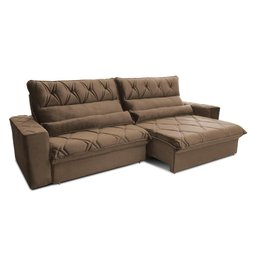 Sofá Retrátil/reclinável França 300cm Suede Velut com Molas no Assento - King House - 4