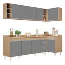 Ver imagem 1 de Armário de Cozinha Modulado de Canto Esquerdo 5 Peças Cp53 Balcão com Tampo Castanho/cinza - Lumil L