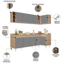 Ver imagem 3 de Armário de Cozinha Modulado de Canto Esquerdo 5 Peças Cp53 Balcão com Tampo Castanho/cinza - Lumil L