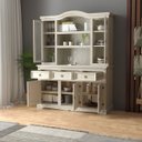 Ver imagem 2 de Cristaleira em Madeira 5 Portas 3 Gavetas 153 X 196 Cm Patina Branca Elliottiis