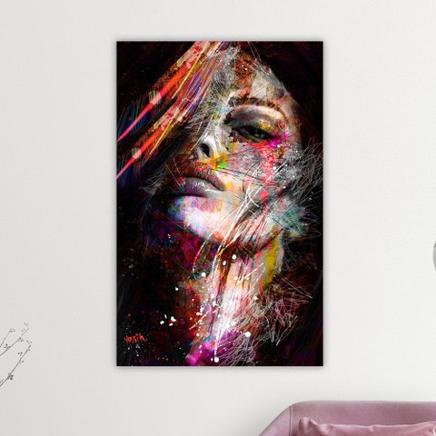Quadro Decorativo Tela em Lona Mulher Pop Art 100x60cm Para Sala Quarto
