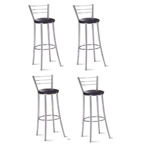 Kit 4 banquetas para bancada Cromada Grazi-Assento preto
