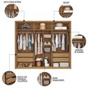 Ver imagem 6 de Guarda Roupa Casal 6 Portas 4 Gavetas Turium C01 Buriti/Fendi - Mpozenato