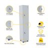 ROUPEIRO DE AÇO 1M 02 PORTAS FECHADURA PANDIN - CINZA GRF 501/2 DI - 3