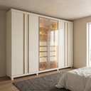Ver imagem 1 de Guarda-Roupa Casal 100% MDF com LED 6 Portas Reflecta e 4 Gavetas Off-White Linha Absolut New