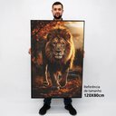 Ver imagem 2 de Quadro Decorativo Leão Majestoso em Tela Canvas Tacolado Moldura Flutuante 4,5cm Branca 80 X 120cm