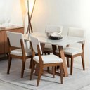 Ver imagem 1 de Mesa Jantar Retangular com Vidro para 4 Lugares Avena 135 cm - Canella com Off White Fosco