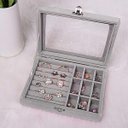 Ver imagem 3 de Estojo Porta Joias Tampa de Vidro Divisórias e Penduradores