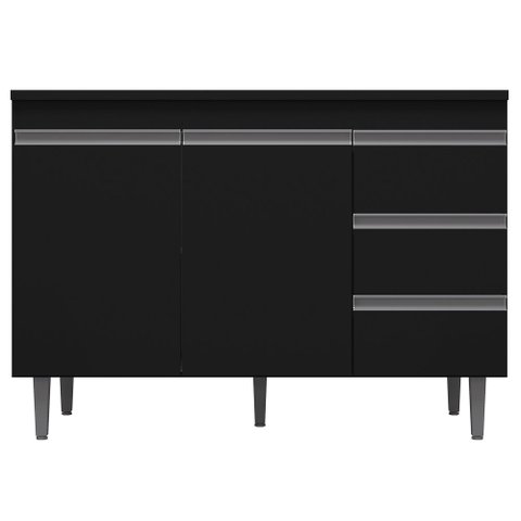Balcão Gabinete Andréia de Pia 120cm Sem Tampo 2 Portas Preto - Desk Design
