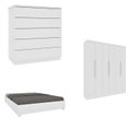 Ver imagem 1 de Quarto Casal Completo Guarda-Roupa Munique Cama Mônaco e Cômoda Premium Espresso Móveis Branco/Neve