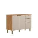 Ver imagem 3 de Balcão para Cozinha 120cm com Tampo Selene Marrom/Jequitibá/Off White Fosco