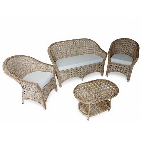 Conjunto Poltronas e Sofá Telado Palha Jardim Varanda Área Externa