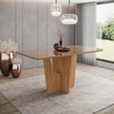 Ver imagem 1 de Mesa Vértice para 6 Lugares Tampo de 160cm Canto Arredondado com Vidro Marrom/Nature